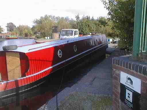Boat nose down on ramp