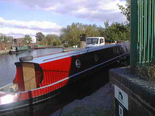 Boat nose down on ramp